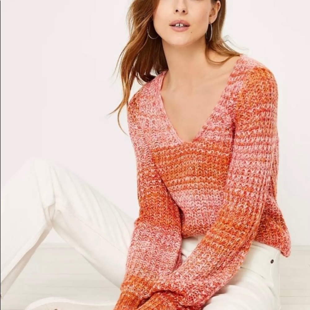 LOFT Spacedye multi red sweater NWT